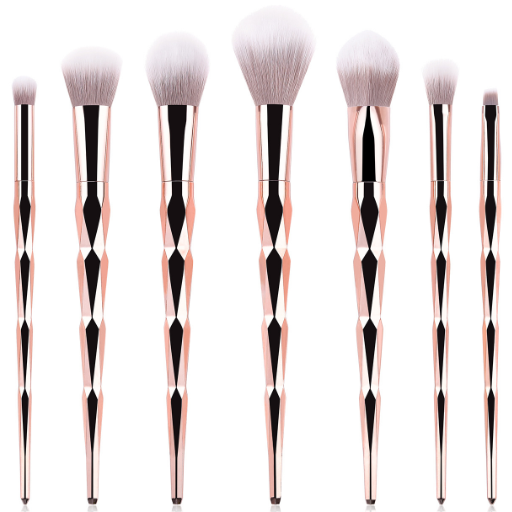 7pcs-Rose-Gold-Champagne-Diamond-Makeup-Brush-Set